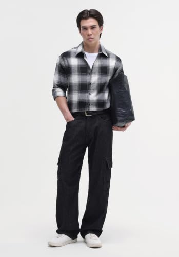 CAHOOT Men's Black-Check Yarn Dyed Checks Shirt for Casual Wear | Spread Collar | Long Sleeve | Button Closure | Shirt Crafted with Comfort Fit for Casual Wear | Size XL - Image 6