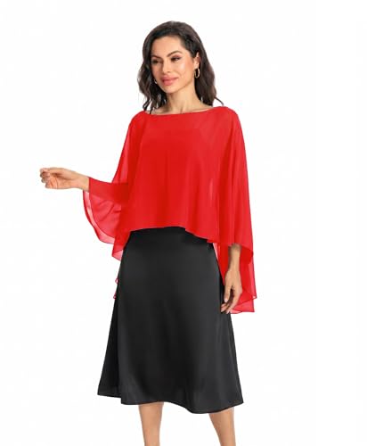 Image of Baoqiya Chiffon Capes Sheer Capelets Long Cape Poncho For Women Plus Size