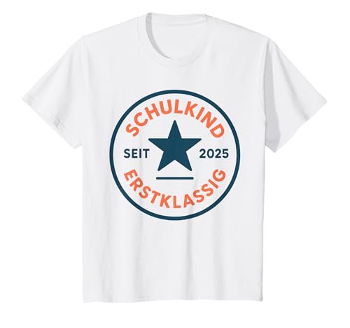 Kinder Schulkind 2025 Einschulung Stern Motiv Erstklassig T-Shirt