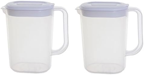 2 Plastic Fridge Jugs 1.5L Slimline Whitefurze Easy Pour Water Milk Squash Jug