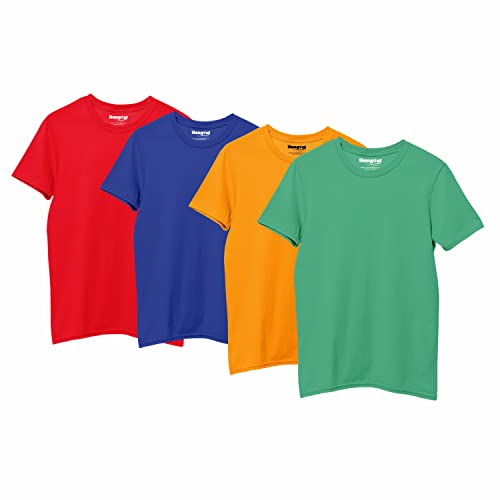 Image of Hangout Hub HH87 Tshirt for Boy's | Regular Fit | Super Combed Cotton Kids T-Shirt | Solid Plain Tees | Round Neck T Shirt | Half Sleeves |Pack of 2 | 3 | 4 | 5 |6