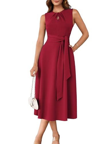 Cocktail Dress Formal Wedding Guest Dresses for Women Modest Holiday Party Prom Dress Red XL