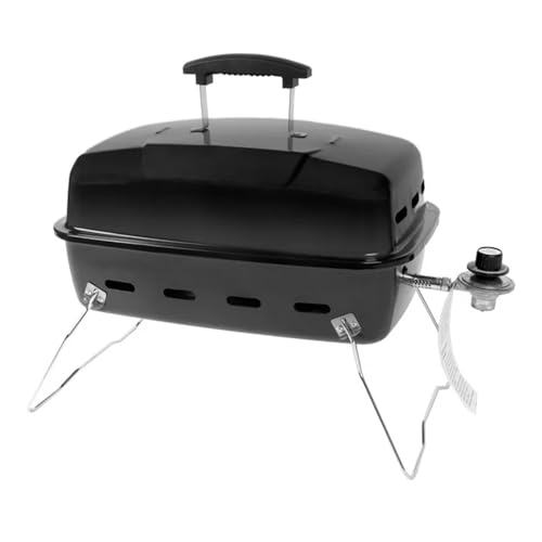 TNLOJI 17.5 Inch Portable Tabletop Gas Grill - 1-Burner Black Propane Grill with Removable Lid & Adjustable Heat Control, Compact Outdoor BBQ for Camping, Tailgating, Balcony