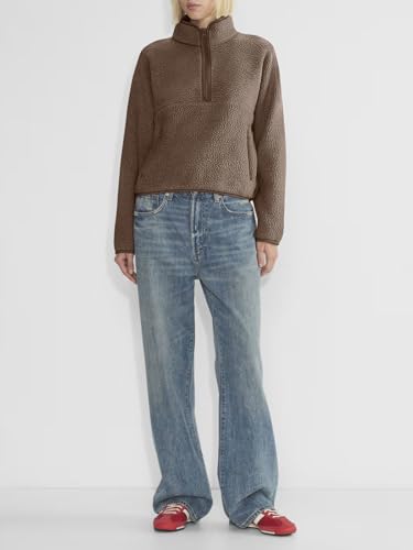 LASLULU Womens Half Zip Pullover Cropped Sweatshirts Sherpa Fleece Jacket Fuzzy Sweaters Cute Winter Jackets with Pockets4