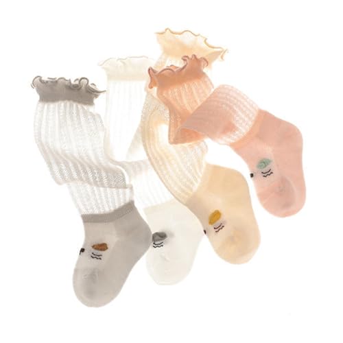 Toddlers Knee High Socks Cartoon Embroidery Mesh Long Stockings Baby Thin Thigh-High Socks For Spring Summer4