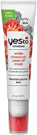 Yes To Tomatoes Clear Skin Detoxifying & Hydrating White Charcoal PeelOff Mask Dry & Sensitive Skin Detoxify & Hydrate Skin Vegan 95% Natural Ingredients, Does Not Apply, 2 Fl Oz