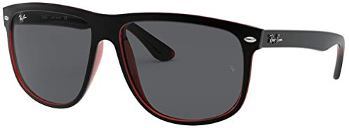 Ray-Ban RB4147 Sunglasses Bundle: RB 4147 BOYFRIEND 617187 Matte Black On Transparent Red and Eyewear Cleaning Kit