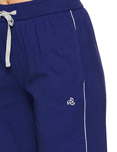 Image of Jockey 1305 Women's Super Combed Cotton Rich Relaxed Fit Mid Rise Trackpants with Contrast Side Piping and Pockets