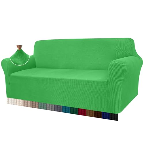 Granbest High Stretch Sofa Covers 3 Seater Super Soft Stylish Couch Covers for Dogs Pets Cats Jacquard Spandex Non Slip Sofa Slipcover for Living Room Furniture Protector (3 Seater, Avocado Green)