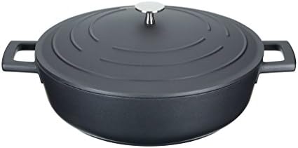 MasterClass Lightweight Casserole Dish with Lid, Cast Aluminium, Black, 2.5 Litre / 20 cm + MasterClass Shallow Casserole Dish with Lid, Lightweight Cast Aluminium, Black, 4 Litre / 28 cm