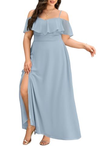 Image of Pinup Fashion Women Plus Size Bridesmaid Dresses - Off The Shoulder Formal Wedding Guest Bridal Shower Long Dress