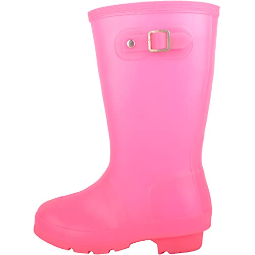 Absolute Footwear Childrens Kids Slip On Florescent Waterproof Rain Winter Welly Wellington Boots - Image 5