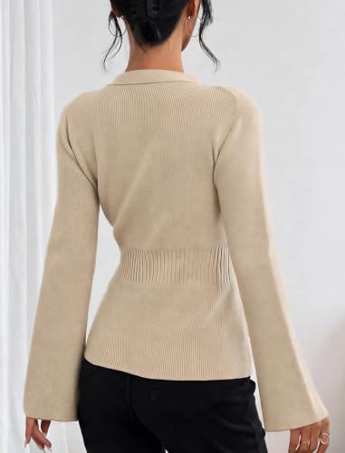 Image of ZAFUL Women's V Neck Button Down Ribbed Sweater Cardigan