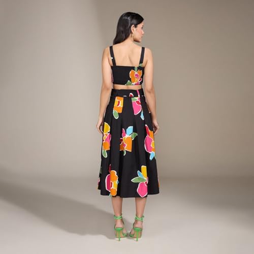 Image of Dress for Women|Top Bottom for Women|Lehenga for Women Dress for Women|Tops for Women|Dresses for Women |Women top| Multi-Color Printed Sweetheart Top and Midi Skirt Co-Ord