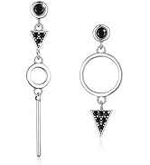 SIMPLGIRL Geometrische Halo Ohrringe 925 Sterling Silber Mädchen Asymmetrische Ohrstecker Lange O...