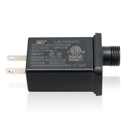 Replacement Adapter for Christmas Inflatables, Plug for 5-6 ft Christmas Blow Up, 1A 12V Class 2 Power Unit, Transformer US Plug for Xmas Inflatable, for 0.8A 1A Blower