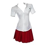 Anime Cos Akane Owari Cosplay Costume Party Uniform Full Set Female JK Suit (X-Large) White