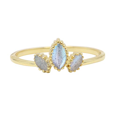 Bague labradorite 3x6mm marquise - Argent sterling - Bijou fait main