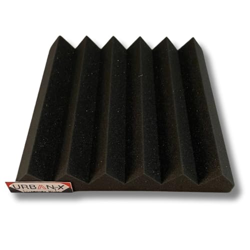 Image of URBAN-X Wedge Soundproofing Studio Acoustic Foam 1'x1' - 2 Inches 50D High Density, Soundproof Foam, Noise Reduction Panels, Echo Absorption (Set of 72, Black)