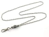 Brenda Elaine Jewelry Silver Plated Women's Fashion Lanyard Necklace ID Badge Holder, 32 Inch Silver Textured Chain with Dark Gray Pearl Pendant & No Rear Clasp