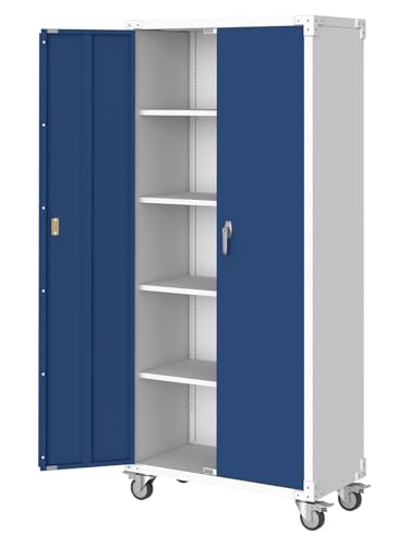 71 Locking Metal Storage Cabinet with Wheels (Blue Grey)