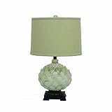 Yosemite Home Decor PTLA81259 25-Inch Resin Table Lamp with Beige Fabric Shade, Pearl Beaded Ceramic Finish