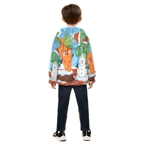 Winter Vegetables in Festive Toddler Fleece Jacket Girl Boys Hooded Fleece Jacket Coat Warm Outwear Zip-up 3-10T4