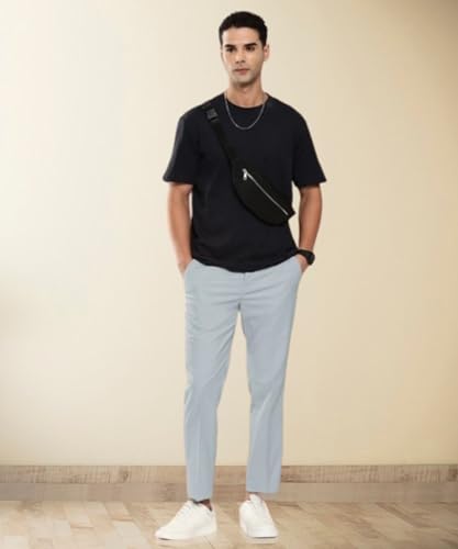 Image of MALENO Slim Fit Ankle Length Cotton Lycra Blend Formal Trouser for Men | Stretchable Ankle Length Formal Pant for Men