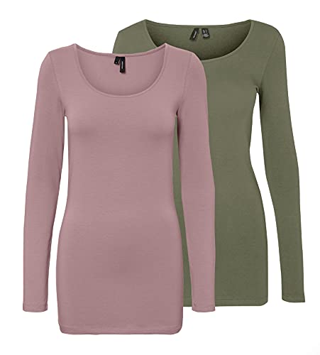 VERO MODA Damen VMMAXI My LS Soft Long U-Neck GA 2P 10167784,...