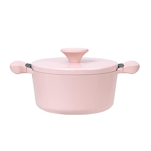 AKIS - Pentola a induzione in alluminio pressofuso di alta qualità, 20 cm, colore: Rosa
