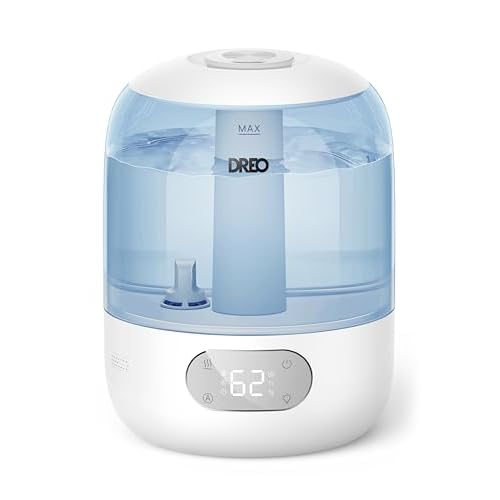 Dreo Humidifiers for Bedroom, Cool Mist Ultrasonic Humidifiers with 30Hr Runtime, Top Fill 3L Tank, Easy Clean, Humidity Sensor, Night Light for Baby,