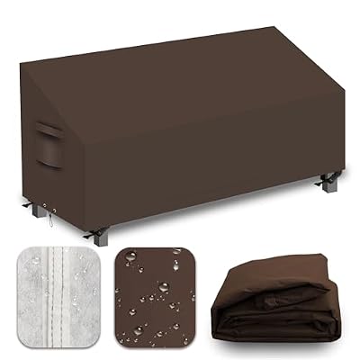 CNCZMH Heavy Duty Patio Sofa Covers Waterproof, Outdoor 3-Seater Couch Cover Waterproof, 600D Outdoor 2-Seater Loveseat Furniture Covers with Air Vent Handle 90''W x 42''D x 24''H/ 35''H Brown