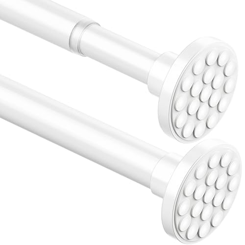 Bastone Tenda a Pressione Asta Tenda Doccia Bastoni per Tende a Pressione Bastone Tenda Doccia Senza Foratura Estensibile con Molla, Bianco(85-190cm Φ25 mm)