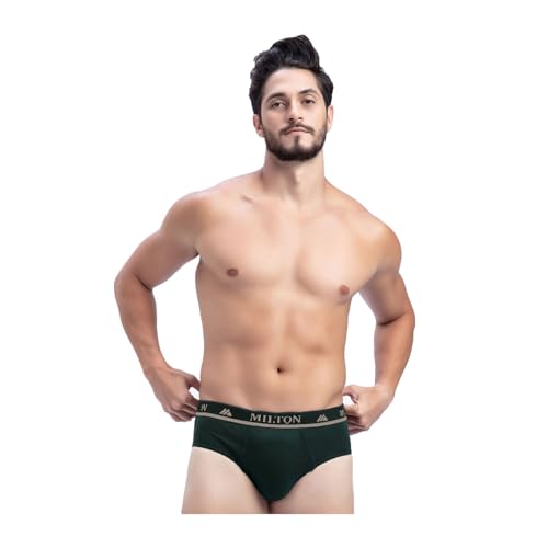 Image of Milton Mens Pure Cotton Solid Briefs|Soft Breathable Underwear for Men|Outer Elastic Comfort Fit Waistband|Skin-Friendly Essentials|Multi-Color, Color Name May Vary as per Availability|Pack of 2