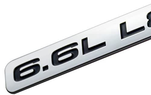 Embroom Pair Set 6.6L L8T V8 Liter Gas Emblems 3D Engine Hood 3M Adhesive Badge Door Decal Sticker Nameplate Fit For 2020-2022 Silverado 2500Hd 3500Hd Z71 Sierra (Chrome Black) #TOP3