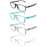 BIENCOOL Blue Light Blocking Reading Glasses,Readers for Men Women Spring Hinge Computer Eyeglasses (4 Mix Color, 1.50, x)