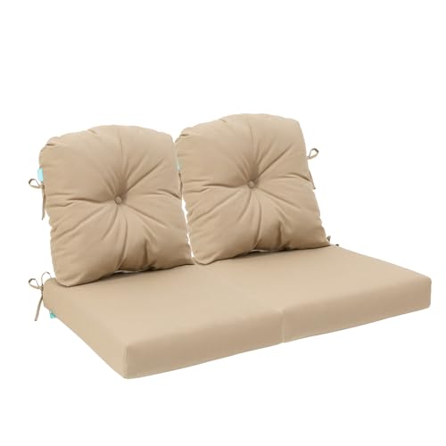 Image of QILLOWAY Outdoor Chair Cushion Set with Strings,Replacement Outdoor Cushions for Patio Furniture.(Beige /Sand /Camel)-Sets of 2