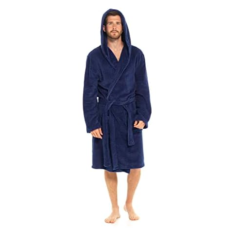 Toro Rocco Dressing Gown Mens Fleece Gowns Hooded Bath Robe Black Grey Robes Bathrobe Cover
