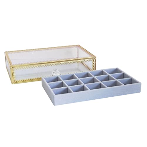 Boîte de bijoux en verre transparent géométrique pour le stockage et l'organisation des bagues