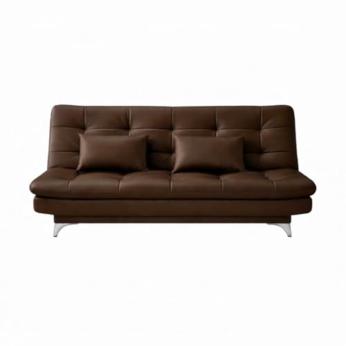 Image of FURNY Eagel 3 Seater Leatherette Sofa Cum Bed with 2 Cushions (Brown) in Premium Finish | Ideal for Living Room, Bedrooms, Offices, Hotels