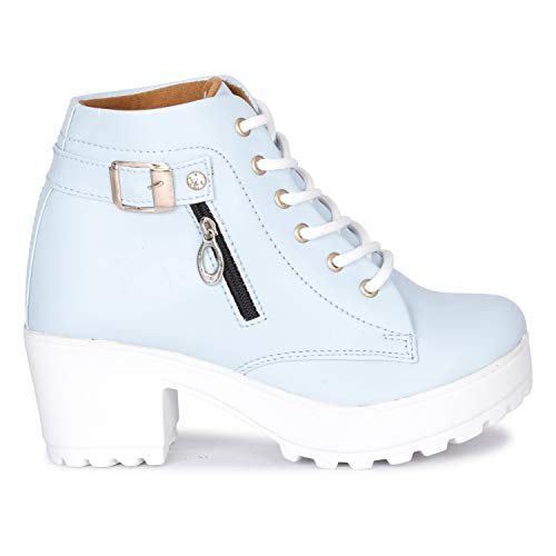 KRAFTER Women's Tan Buckle Boots – Stylish Faux Leather High Ankle Boots for Winter & Casual Wear – Comfortable & Durable