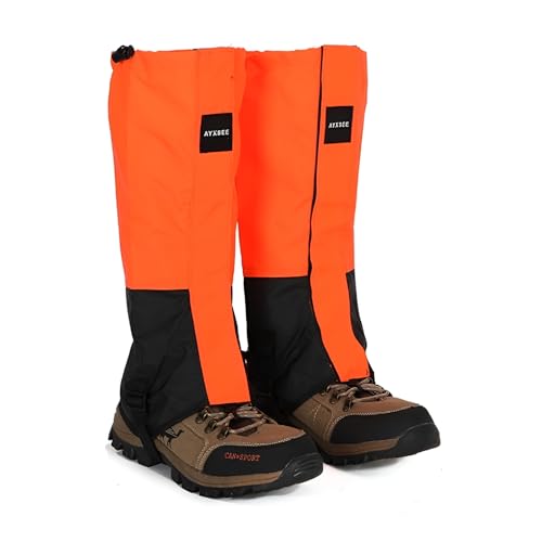 Image of ArcticSeal Snow Gaiters for Hiking & Trekking - Waterproof Leg Gaiters for Snow, Rain & Mud, Windproof Outdoor Boot Covers for Mountaineering, Camping & Winter Travel (Hi-Viz Orange)