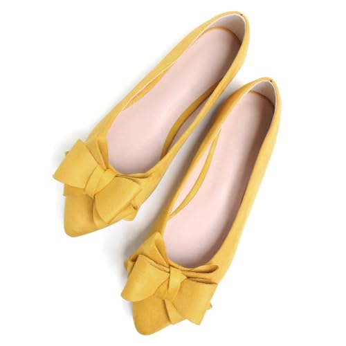 Image of TN TANGNEST Women's Flats Comfortable Dressy Slip On | Pointed Toe Bow Ballet Shoes, Business Casual Office Flats, Suede Flat Shoes