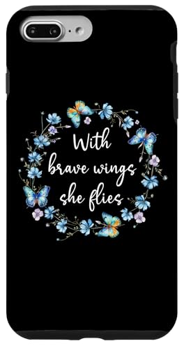 With Brave Wings She Flies Cute Butterfly Blue Purple Floral X}zP[X iPhone 7 Plus/8 Plus p