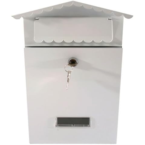 OnlineDiscountStore SMALL WHITE - LOCKABLE OUTSIDE LETTERBOX LETTER POST MAIL BOX POSTBOX FIXING KIT WALL MOUNTED Cover