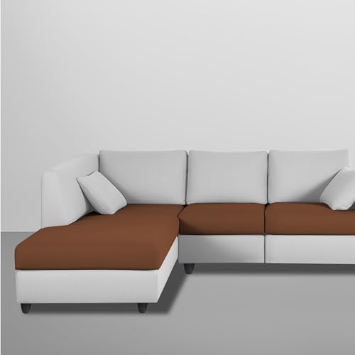 Image of Florian LHS 4 Seater L Shape Sofa Set for Living Room (Brown Grey Fabric) Premium Fabric Sofa