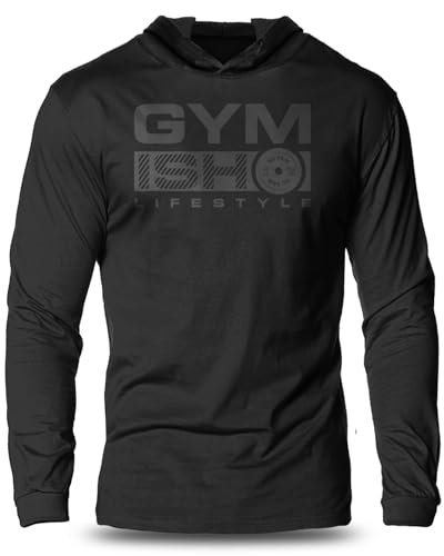 Gymish Lifestyle Fitness Saying Hooded T-shirt Long Sleeve Men's Workout Shirt