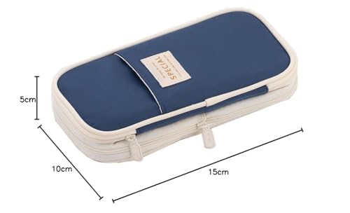 Image of LABUK Polyester Large Capacity Pencil Case Pouch, Cute Aesthetic Big Capacity Zipper Cases Pen Portable Office Stationery Makeup Bag, Desk Organizer For College Adults Women Men (Blue)