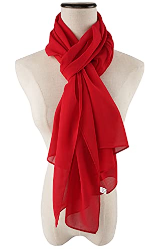 يور سمايل وشاح شيفون ناعم خفيف الوزن وجيد التهوية ومقاوم للشمس للنساء (احمر، 27 انش × 70 انش)