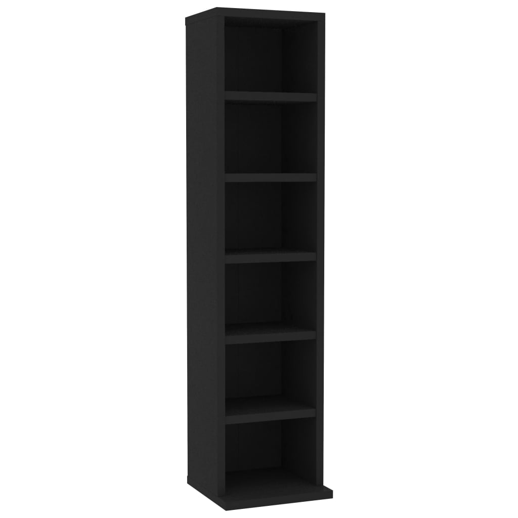 Mobile Porta CD Nero 21x20x88 cm in Legno Multistrato - Libreria Alta e Stretta per Salotto - Scaffale Salvaspazio